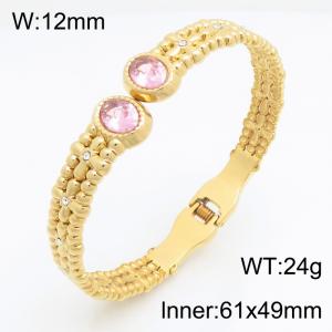 Stainless Steel Stone Bangle - KB216212-SP