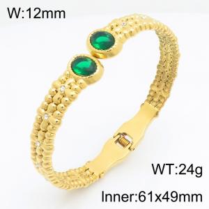 Stainless Steel Stone Bangle - KB216213-SP