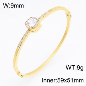 Stainless Steel Stone Bangle - KB216214-SP