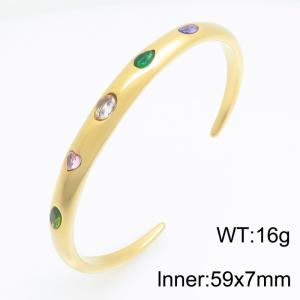 Stainless Steel Stone Bangle - KB216216-SP