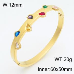 Stainless Steel Stone Bangle - KB216244-SP