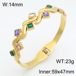 Stainless Steel Stone Bangle - KB216245-SP
