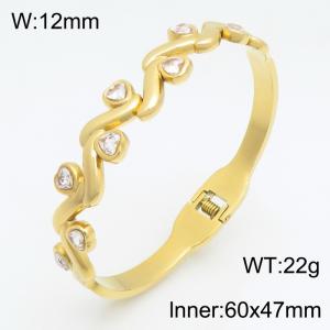 Stainless Steel Stone Bangle - KB216246-SP