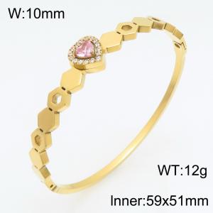 Stainless Steel Stone Bangle - KB216247-SP