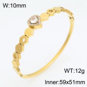 Stainless Steel Stone Bangle - KB216248-SP