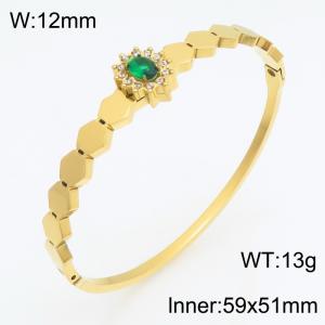 Stainless Steel Stone Bangle - KB216250-SP