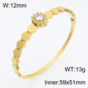 Stainless Steel Stone Bangle - KB216251-SP