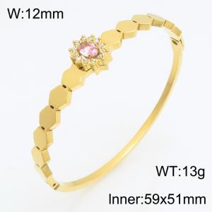 Stainless Steel Stone Bangle - KB216252-SP