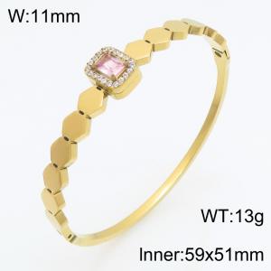 Stainless Steel Stone Bangle - KB216253-SP