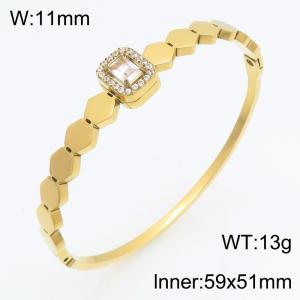 Stainless Steel Stone Bangle - KB216254-SP