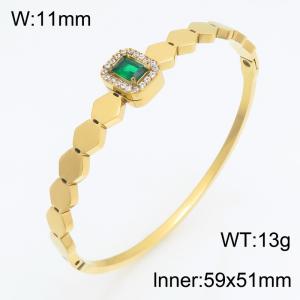 Stainless Steel Stone Bangle - KB216255-SP