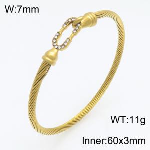 Stainless Steel Stone Bangle - KB216256-SP