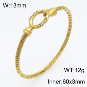 Stainless Steel Stone Bangle - KB216257-SP
