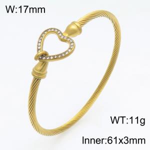 Stainless Steel Stone Bangle - KB216258-SP