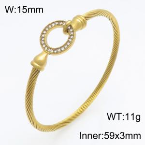 Stainless Steel Stone Bangle - KB216259-SP