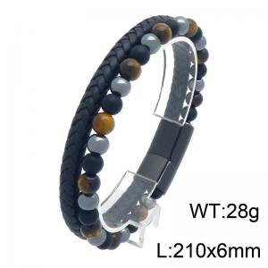 Stainless Steel Leather Bracelet - KB216635-SJ