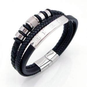 Stainless Steel Leather Bracelet - KB218251-GSD