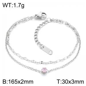 Dainty Double Chain Stainless Steel Bracelet, Minimalist Stackable Daily Wear Bracelet for Her - KB218509-KFC