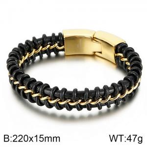 Stainless Steel Leather Bracelet - KB47343-D