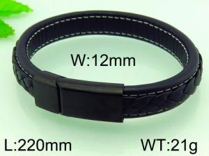 Stainless Steel Leather Bracelet - KB54082-D