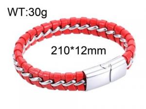 SS Leather Bracelets - KB54266-SJ