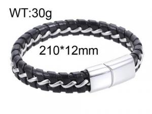 SS Leather Bracelets - KB54268-SJ