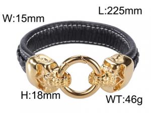 Stainless Steel Leather Bracelet - KB55207-D