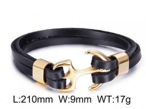 Stainless Steel Leather Bracelet - KB57962-SJ