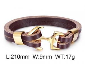 Stainless Steel Leather Bracelet - KB57963-SJ