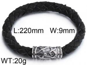 Stainless Steel Leather Bracelet - KB58446-D