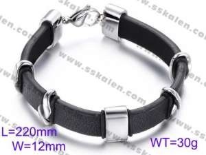 Stainless Steel Leather Bracelet - KB59315-BD