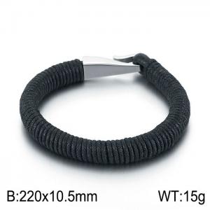 Stainless Steel Leather Bracelet - KB62346-BD