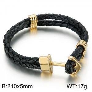 Stainless Steel Leather Bracelet - KB62350-BD