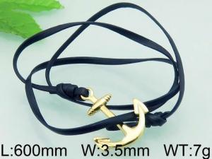 Stainless Steel Leather Bracelet - KB62373-BD