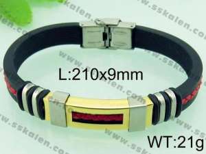 Stainless Steel Leather Bracelet - KB64611-LE