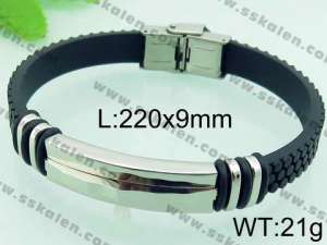 Stainless Steel Leather Bracelet - KB64641-LE