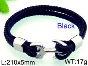 Stainless Steel Leather Bracelet - KB66158-SJ