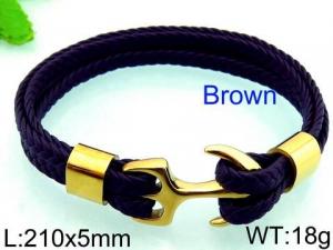 Stainless Steel Leather Bracelet - KB66160-SJ