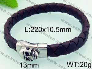 Stainless Steel Leather Bracelet - KB66281-BD