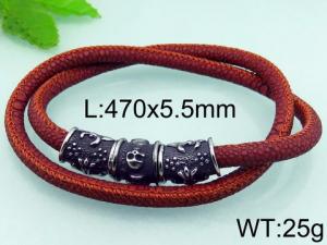 Stainless Steel Leather Bracelet - KB66285-BD
