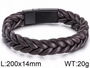 Stainless Steel Leather Bracelet - KB66832-JR