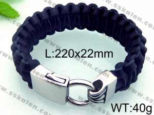 Stainless Steel Leather Bracelet - KB67833-BD