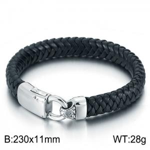 Stainless Steel Leather Bracelet - KB67836-BD