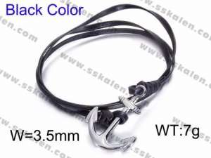 Stainless Steel Leather Bracelet - KB68242-BD