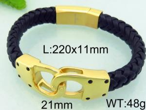 Stainless Steel Leather Bracelet - KB68863-BD