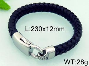 Stainless Steel Leather Bracelet - KB69695-BD
