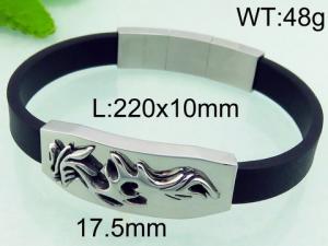 Stainless Steel Leather Bracelet - KB69732-BD
