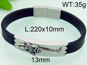 Stainless Steel Leather Bracelet - KB69734-BD