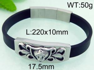 Stainless Steel Leather Bracelet - KB69795-BD