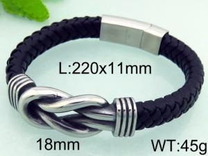 Stainless Steel Leather Bracelet - KB70701-BD